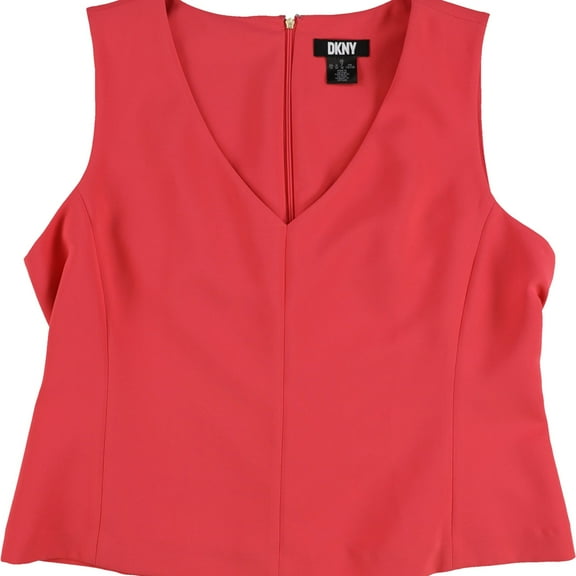 DKNY Womens Solid Sleeveless Blouse Top, Pink, 12