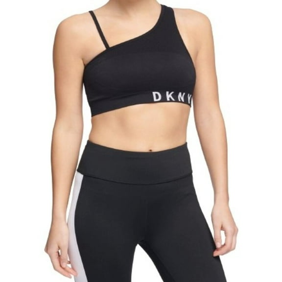 DKNY Womens Sport Asymmetrical Strappy Back Low Impact Sports Bra