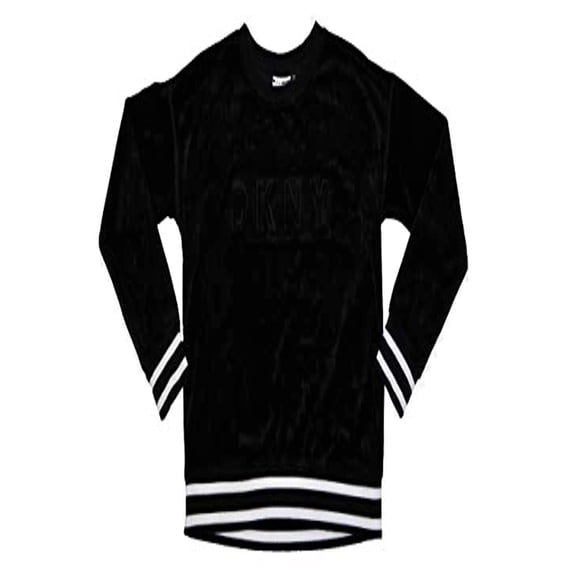 DKNY Womens Sport Boxy Fit Velour Long Sleeve Raised Logo Pullover Sweatshirt