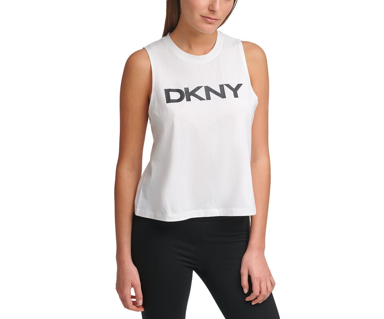 DKNY Womens Sport Cotton Logo Tank Top 
