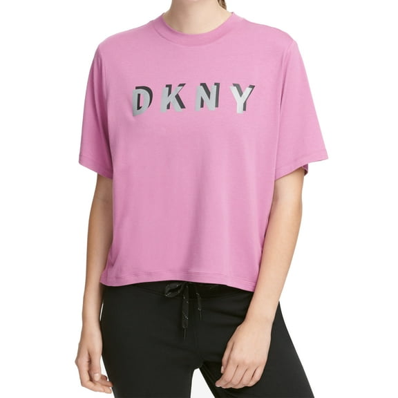 DKNY Womens Sport Logo Cropped T-Shirt