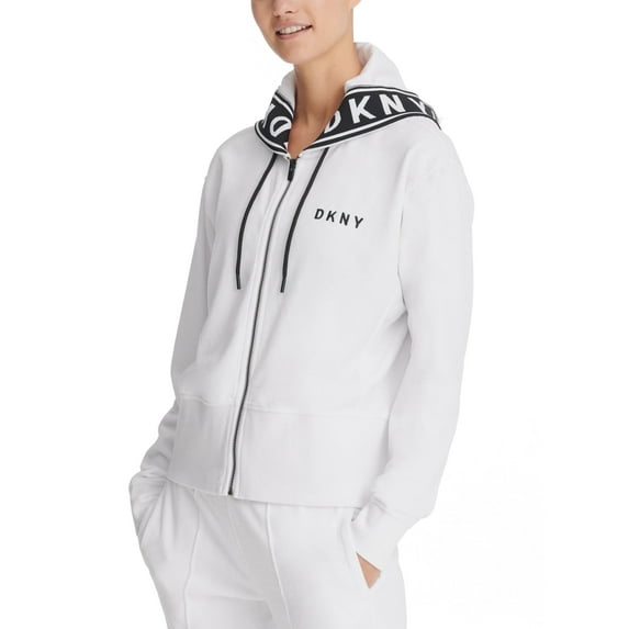 DKNY Womens Sport Logo Cuff Zip Hoodie