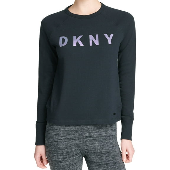 DKNY Womens Sport Logo French Terry Cropped Sweatshirt