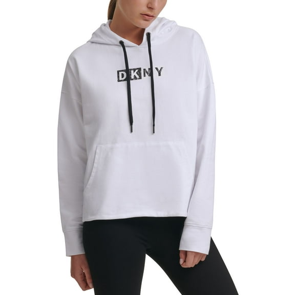 DKNY Womens Sport Logo Hooded Cotton Sweatshirt