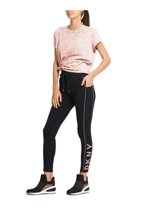 DKNY Women's Colorblocked Zip Front 7/8 Leggings Black Size Large