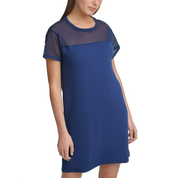 DKNY Womens Sport Mesh-Blocked T-Shirt Dress