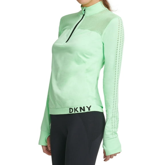 DKNY Womens Sport Mesh trimmed Half zip Top;X-Small