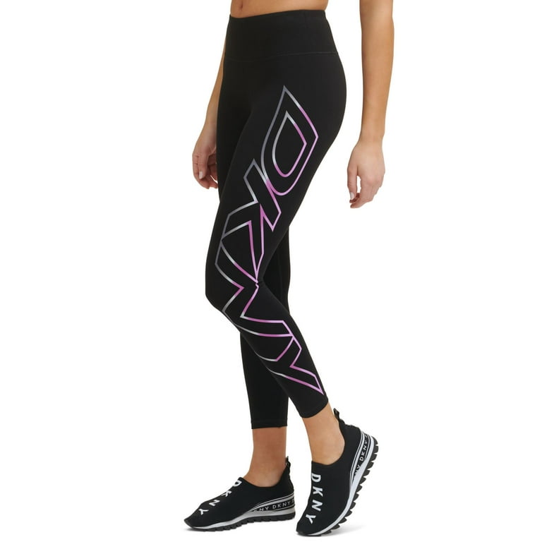 DKNY Womens Sport Ombre-Logo High-Waist 7/8 Leggings 