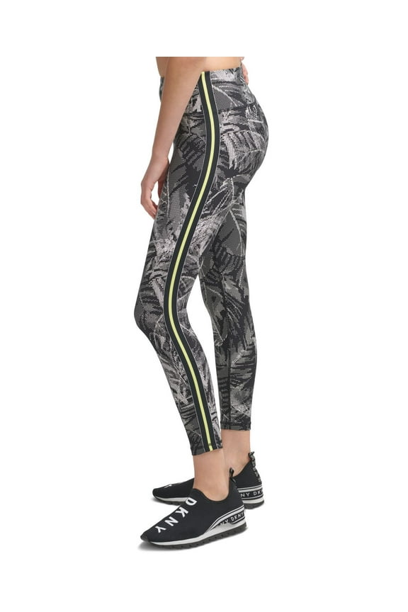 Womens Sport Pixel Palm High Waist 7/8 Leggings,Black Pixel Palm,X-Large