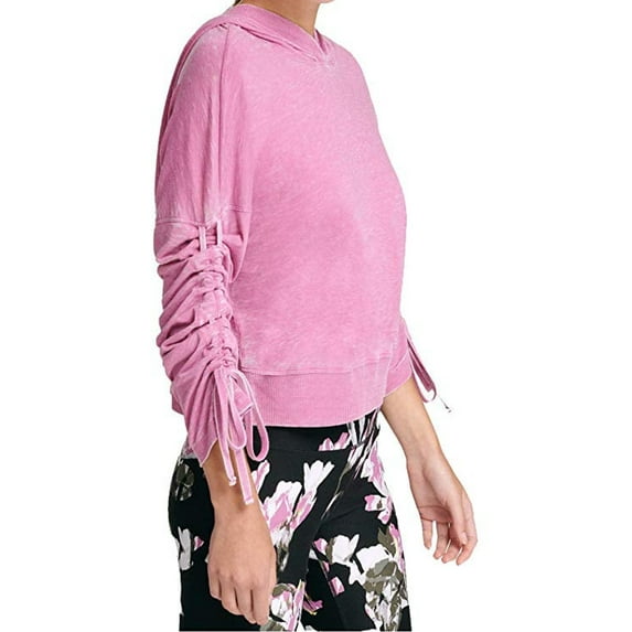 DKNY Womens Sport Relaxed Cinch Sleeve Hoodie