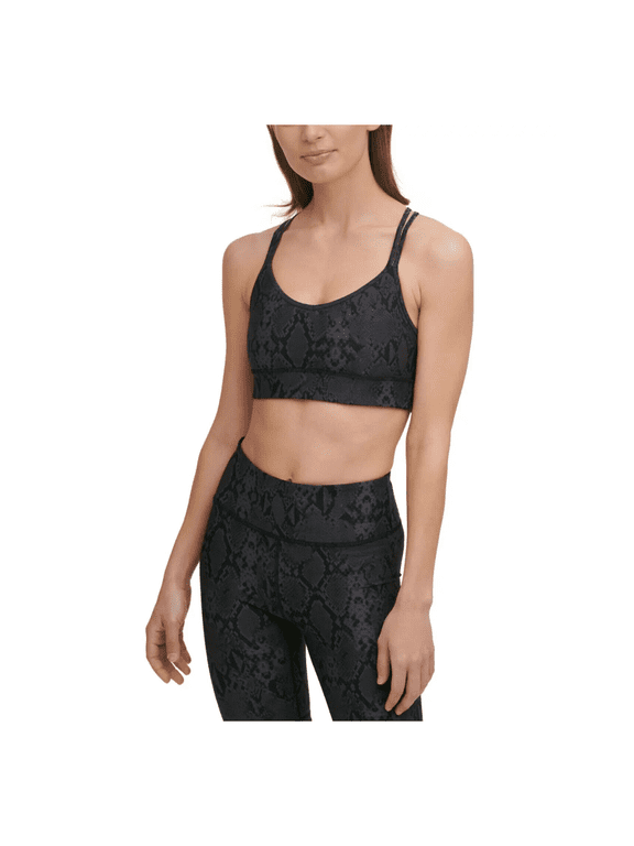 Womens Sport Snake-Embossed Sports Bra, Black, XS