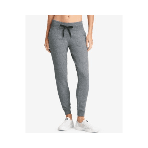 DKNY Womens Sport Sparkle Logo Fleece Joggers,Heather Grey,Medium