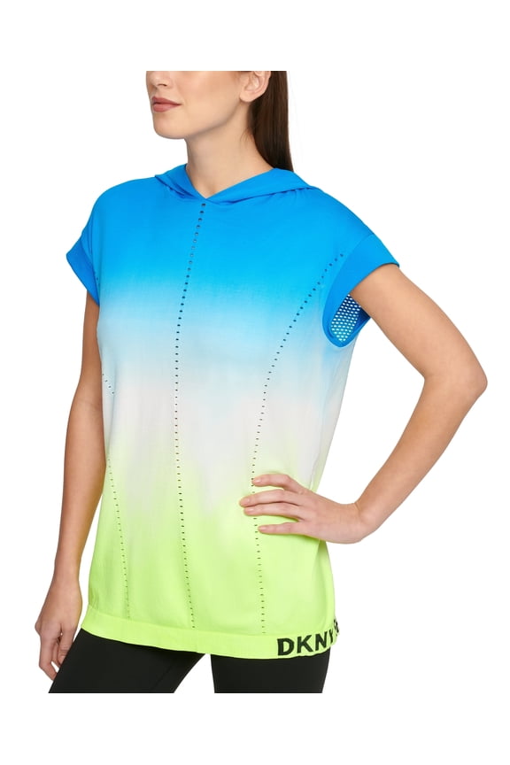 Womens Sport Tie-dyed Seamless Cap-sleeve Hoodie Size S