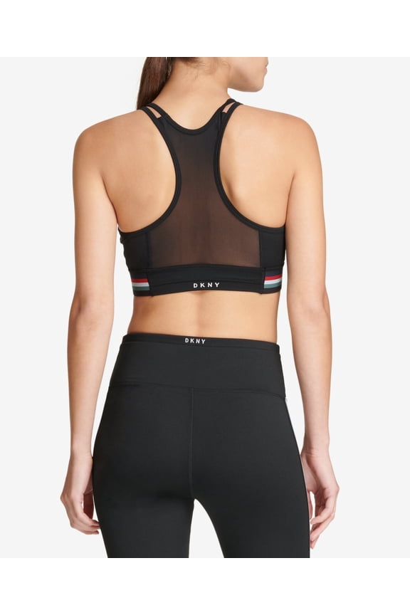 Womens Sport Track Stripe Racerback Mid Impact Sports Bra