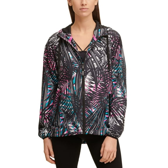 DKNY Womens Sport Tropic Shade Printed Windbreaker