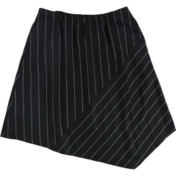 DKNY Womens Striped Asymmetrical Skirt, Black, X-Large