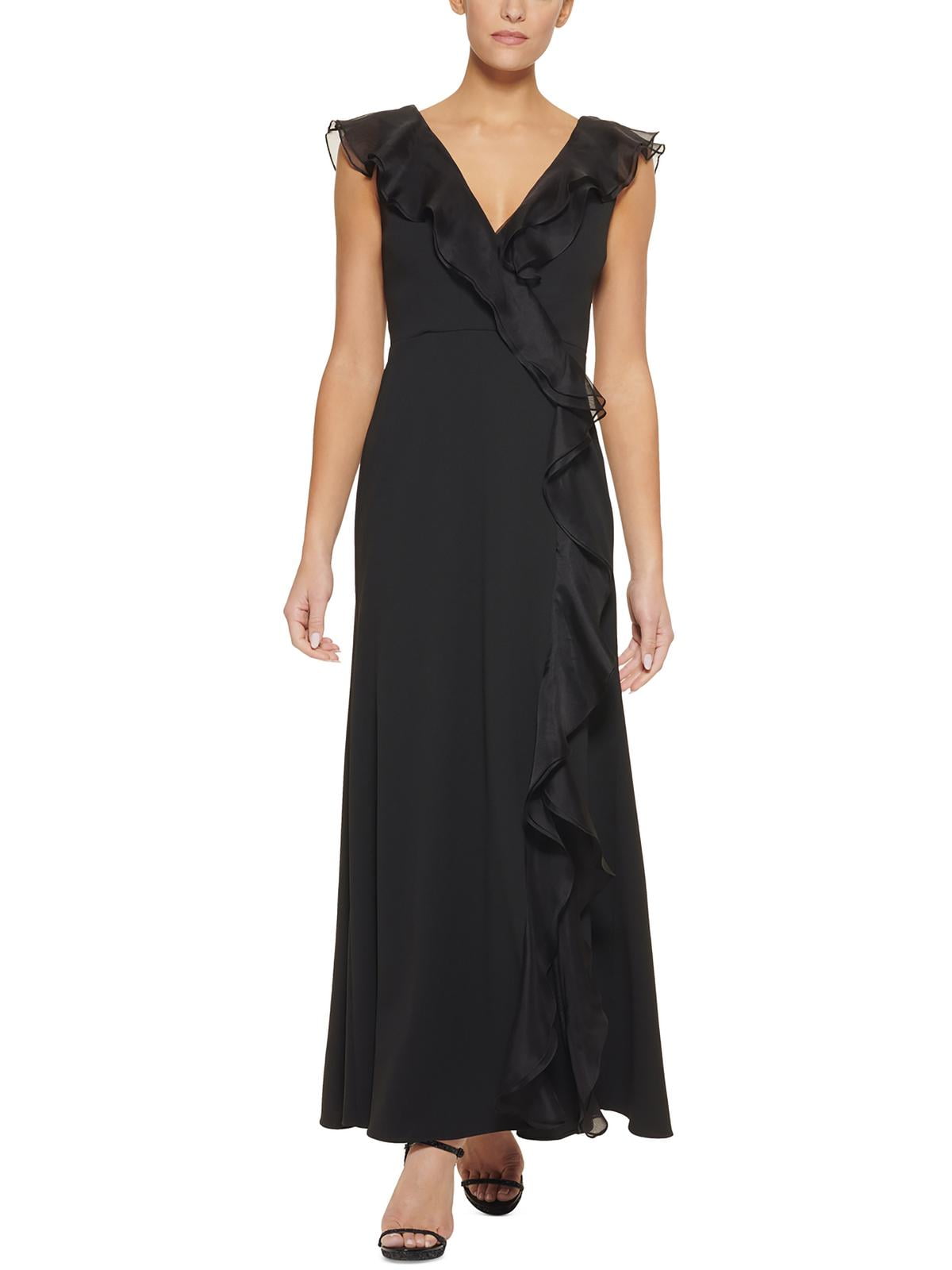 dkny evening dress Dkny Womens Black Printed Evening Fit Flare Dress, Size 8 – Vanessa Jane