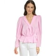 thumbnail image 1 of DKNY Womens Surplice Peplum Top Pullover Blouse, Pink, Small, 1 of 1
