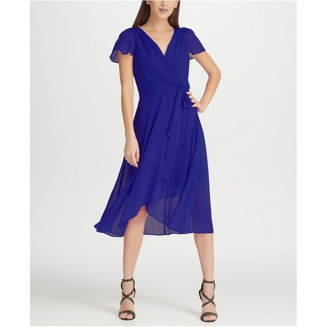 DKNY Womens Surplice Wrap Dress, Blue, 12 - Walmart.com