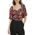 thumbnail image 1 of DKNY Womens Sweetheart Neck Printed Blouse, 1 of 2