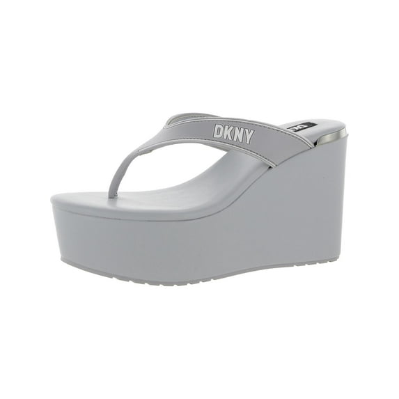 DKNY Womens TRINA Logo Open Toe Wedge Sandals