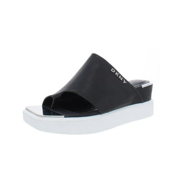 DKNY Womens Tarah Leather Slip On Platform Sandals