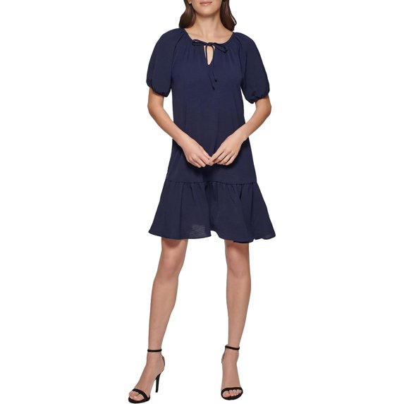DKNY Womens Textured Knee-Length Shift Dress