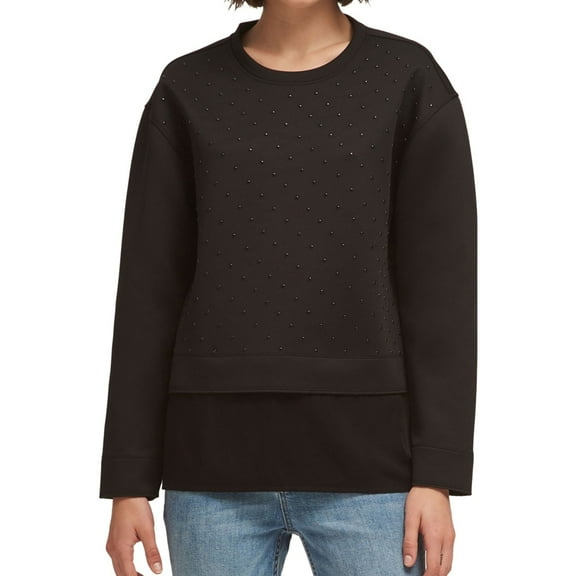 DKNY Womens The Everywhere Sweatshirt, Black, X-Small