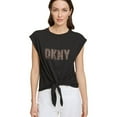 thumbnail image 1 of DKNY Womens Staple Embellished T-Shirt, Black, X-Small, 1 of 1