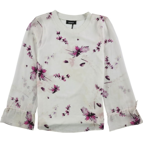 DKNY Womens Tie Sleeve Pullover Blouse, Pink, Small