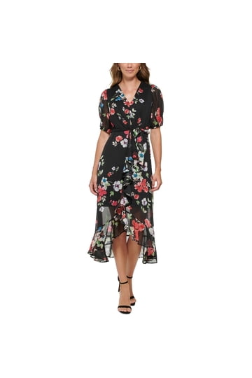 sachin and babi light blue dress Dkny Women's V-Neck Faux Wrap Dress - Black main image 1