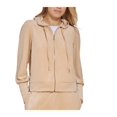 thumbnail image 1 of Women's Velour Logo-Tape Zip-Front Hoodie Palamino/Gold XL, 1 of 1