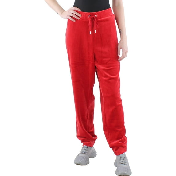 DKNY Womens Velour Sequined Logo Jogger Pants