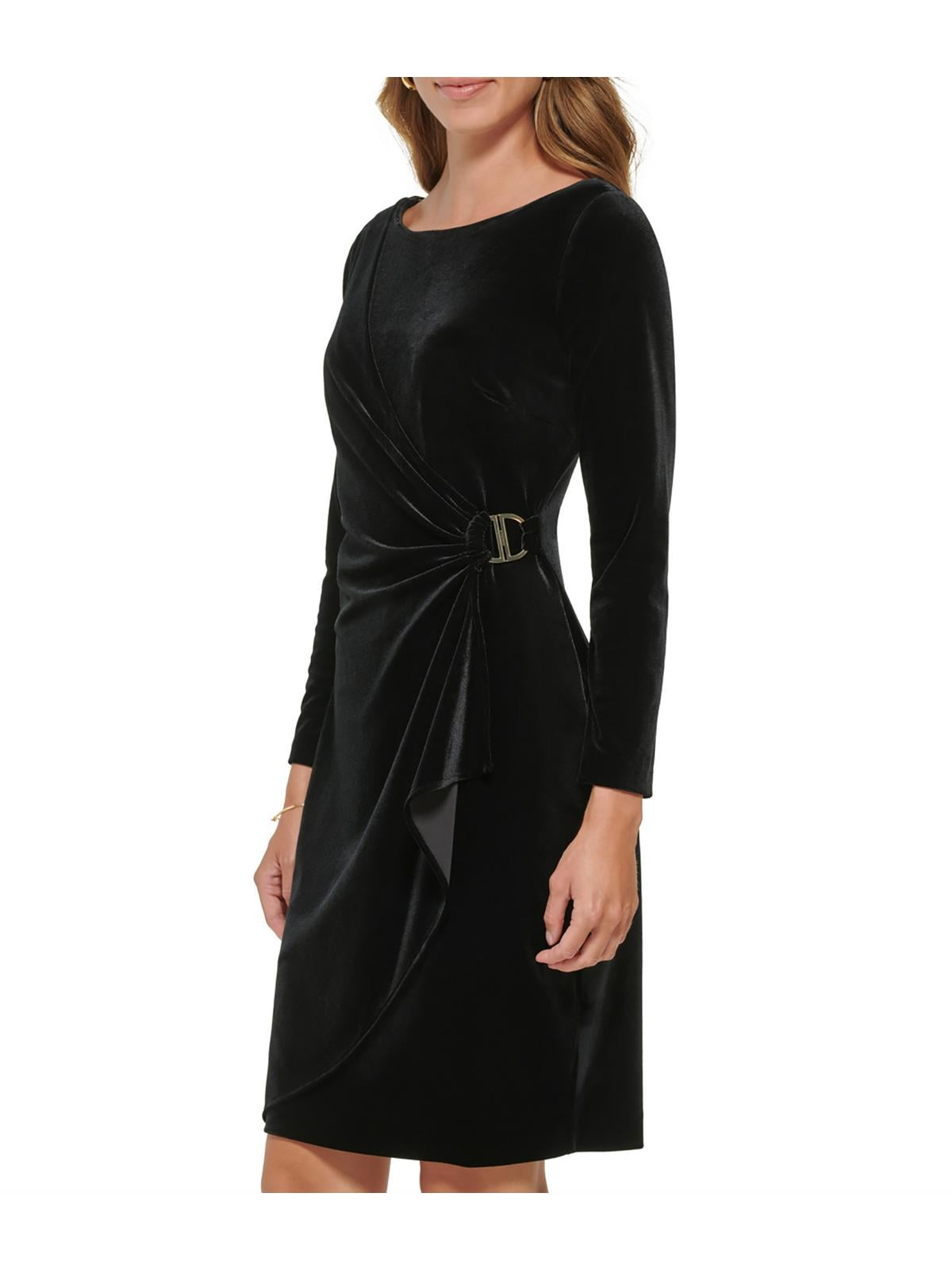 DKNY Womens Velvet Midi Wrap Dress - Walmart.com