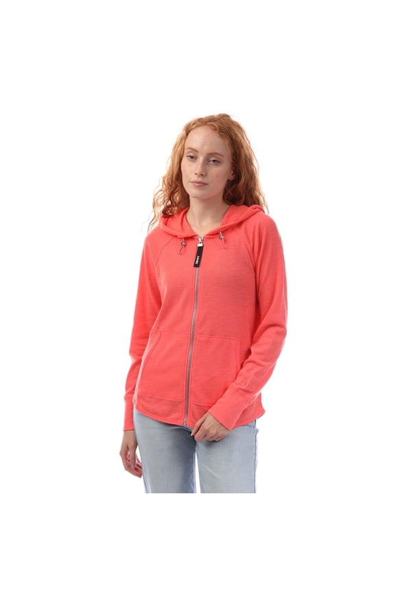Womens Waffle Knit Slub Full Zip Hoodie