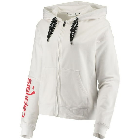 DKNY Womens Washington Capitals Hoodie Sweatshirt, White, Large
