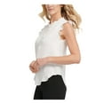 thumbnail image 1 of DKNY Womens White Ruffled Sleeveless Bib Neck Blouse Petites Size: PL, 1 of 2