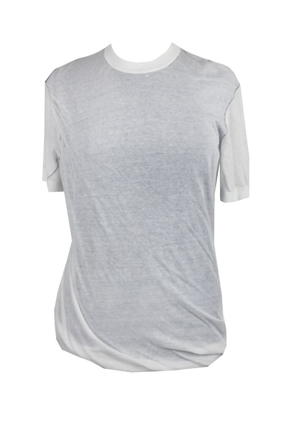 Womens White Short-Sleeve Reversible Cotton Ruched Sweater S