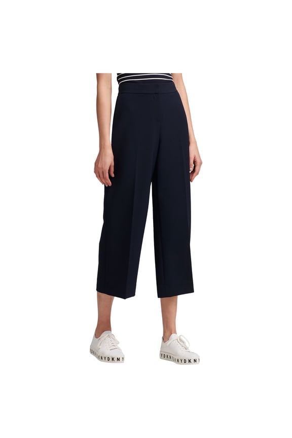 Womens Wide Leg Casual Cropped Pants, Blue, 14