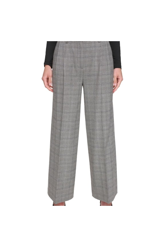 Womens Wide Leg Casual Trouser Pants, Grey, Petite, 16P