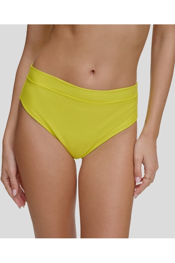 Womens Yellow High Waist Bikini Swim Bottoms Size XL