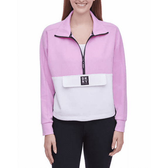 DKNY half zip pull over Large pink