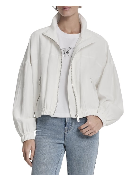 womens 1989 Logo Peached Trench Light Jacket, l, White