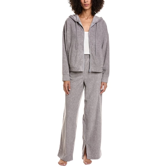 DKNY womens  2pc Hoodie & Pant Lounge Set, XL, Grey