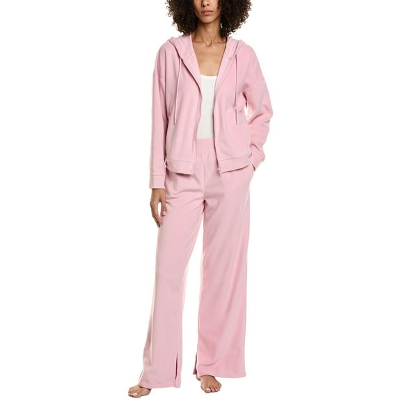 DKNY womens 2pc Hoodie & Pant Lounge Set, l, Pink