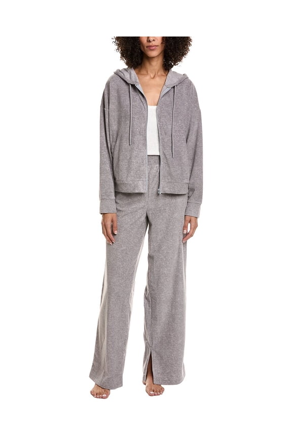 womens 2pc Hoodie & Pant Lounge Set, s, Grey