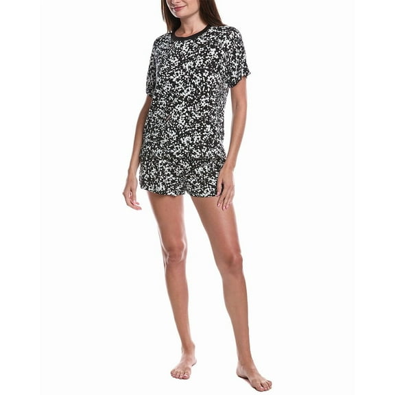 DKNY womens  2pc Top & Boxer Sleep Set, l, Black