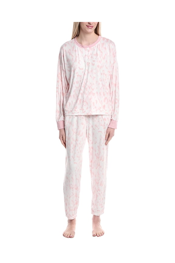 womens 2pc Top & Jogger Lounge Set, m, Pink