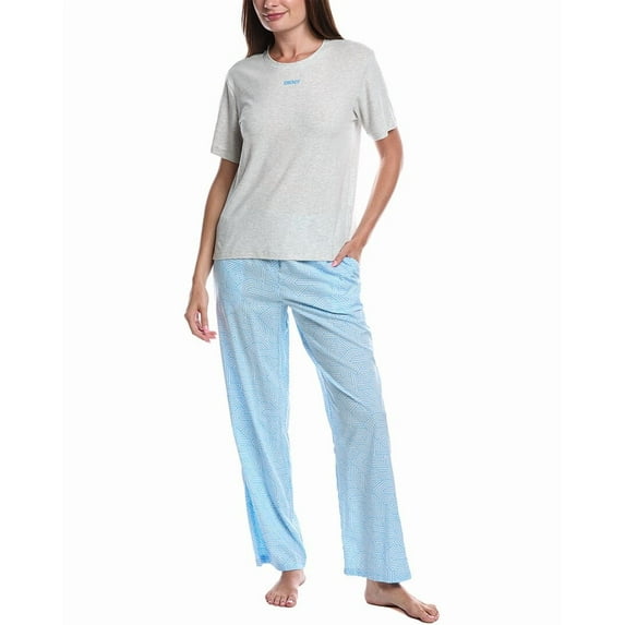 DKNY womens 2pc Top & Pant Sleep Set, l, Blue