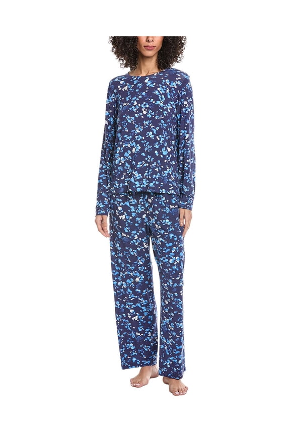 womens 2pc Top & Pant Sleep Set, m, Navy
